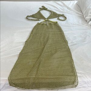 Green Crochet Resort- Beach Cover-Up